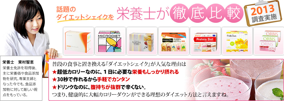 話題のダイエットシェイクを栄養士が徹底比較 !