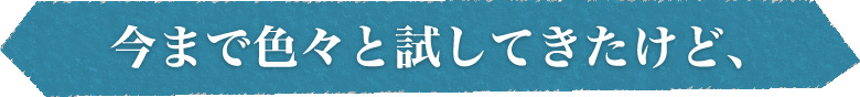 今まで色々と試してきたけど