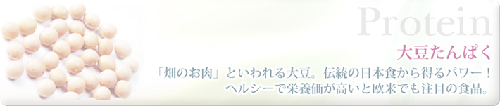 大豆たんぱく「畑のお肉」といわれる大豆。伝統の日本食から得るパワー！ヘルシーで栄養価が高いと欧米でも注目の食品。