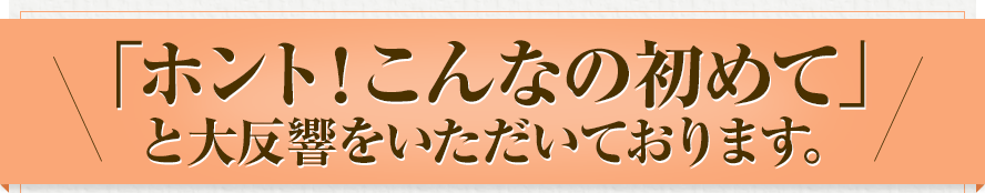 「ホント！こんなの初めて」と大反響をいただいております。